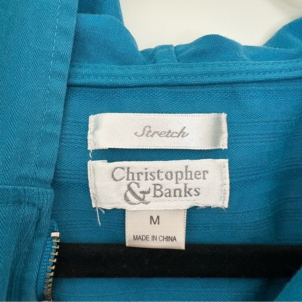 Christopher & Banks Women’s Turquoise Stretch Light Zip Up Jacket - Picture 4 of 7